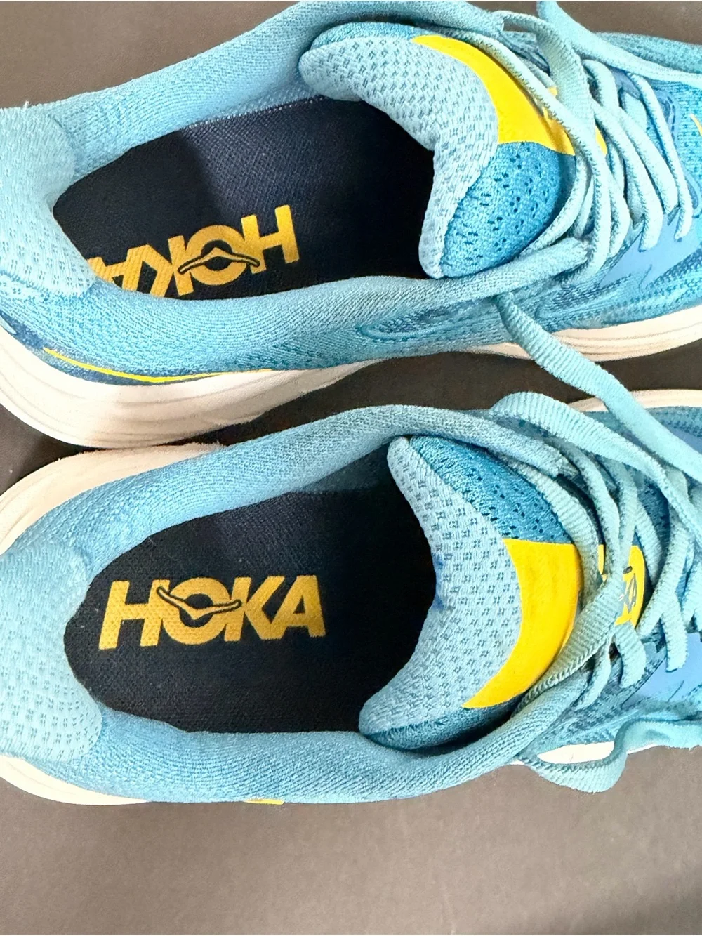 Hoka Clifton 10 Big Kids Running Shoes Blue Yellow 1168860 ALF Size 5Y Women 6.5